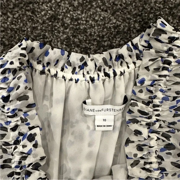 Dvf silk off the shoulder midi dress